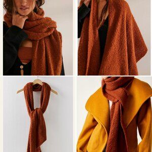 Free People Large, Warm Fuzzy Blanket Scarf Cinnamon OS NWT